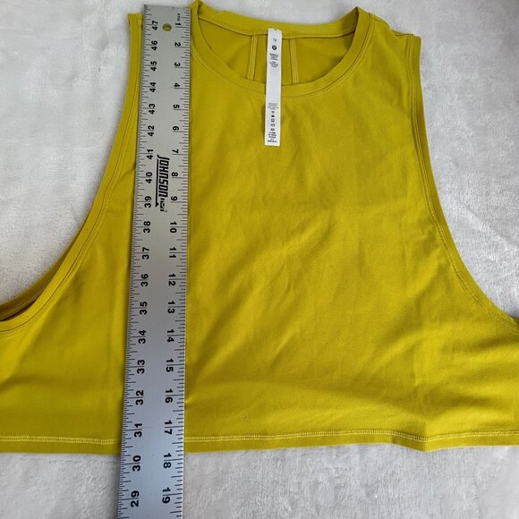 Lululemon Womens Muscle Love Crop Tank Top Size 12 Yellow Stretch Active New - Picture 6 of 6